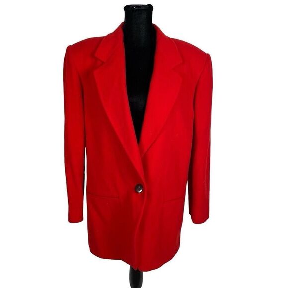 Vintage 90’s Harve’ Benard Red Wool Cashmere Blend Blazer - Women’s 12 - Picture 1 of 6